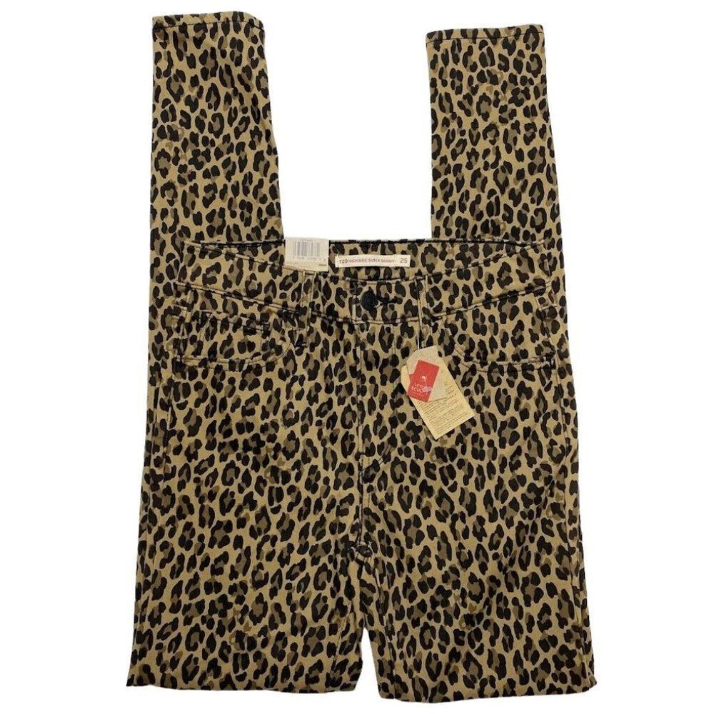Levi's 720 Super Skinny Jeans Women's 25 Black Brown Beige Leopard‎ Stretch NEW